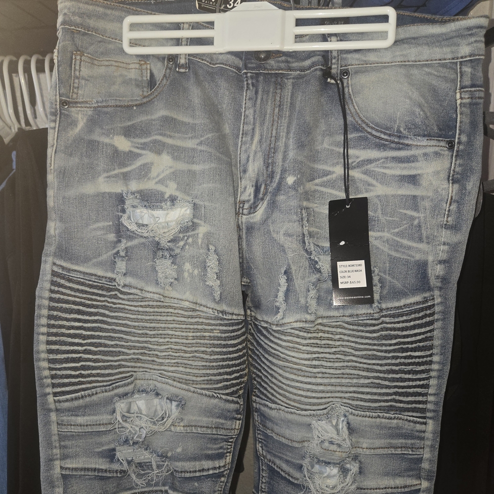 Waimea Light Blue Distressed Skinny Jeans - Picture 3 of 5